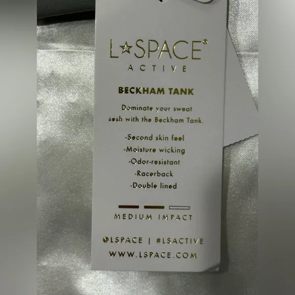 L Space Active Beckham Tank Top Sage Gray Racerback Sports Bra Yoga New Sz XS
