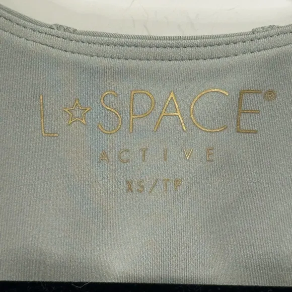 L Space Active Beckham Tank Top Sage Gray Racerback Sports Bra Yoga New Sz XS