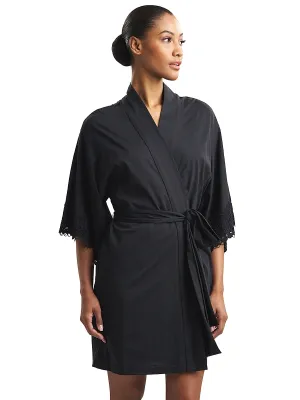 Lace Applique Wrap Robe