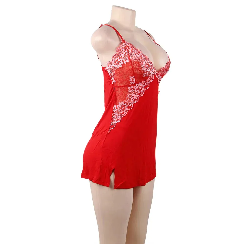 Lace Decoration Nightdress V-neck Modal Sleepwear Egypt with G String