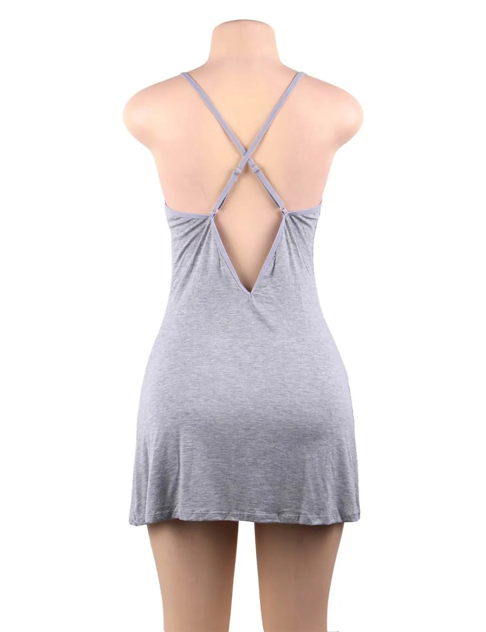 Lace Decoration Sleepwear Egypt V-neck Stretchy Modal Nightdress with G String