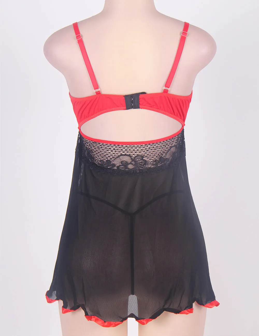 Lace Sleepwear with Underwire Black Red Short Nightdress Egypt