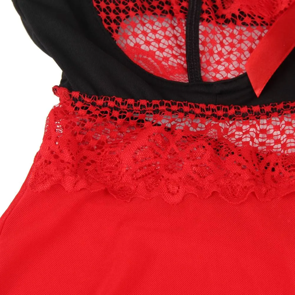 Lace Sleepwear with Underwire Black Red Short Nightdress Egypt