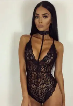 Lace Women's Lingerie with Floral Cutouts