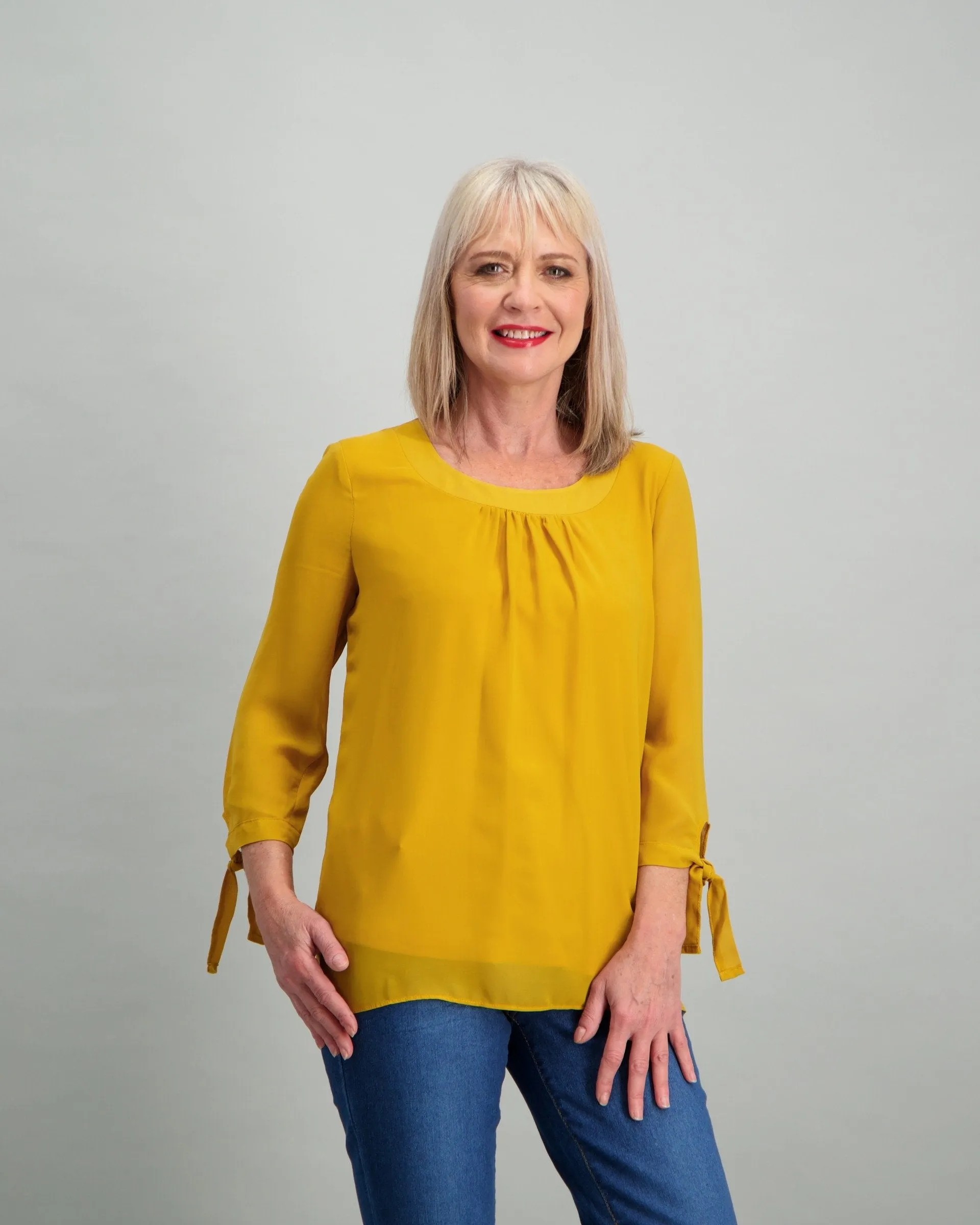 Ladies Cowl Neck Blouse - Yellow