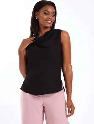 Ladies Cowl Neck Tank Top - Black