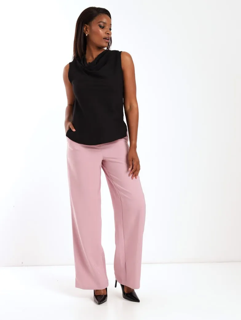 Ladies Cowl Neck Tank Top - Black