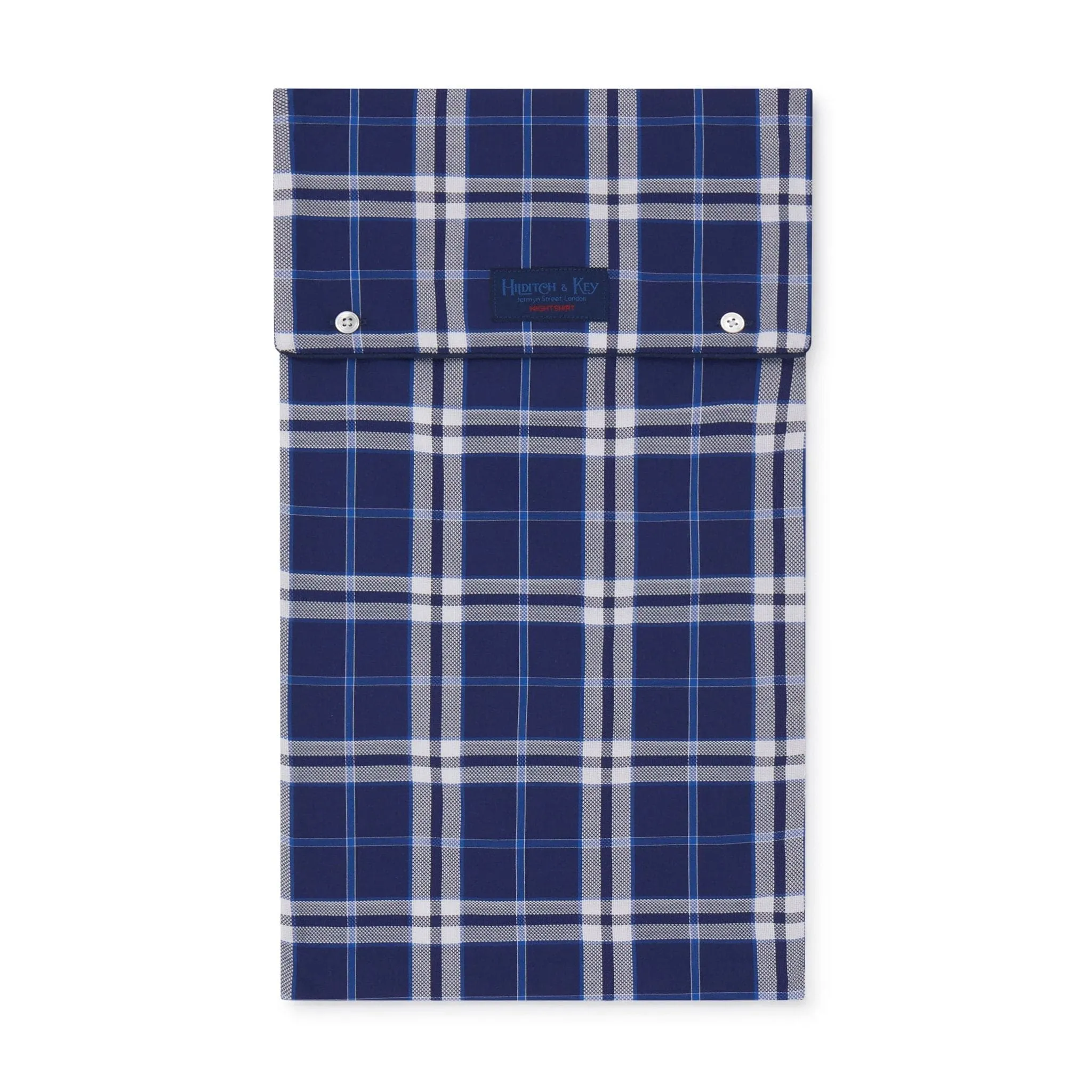 Large Blue Check Cotton Pyjamas With Navy Piping