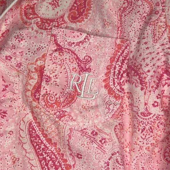 Lauren Ralph Lauren Women's Pink Pretty in Paisley Luxe Pima Pajama Set Sz S