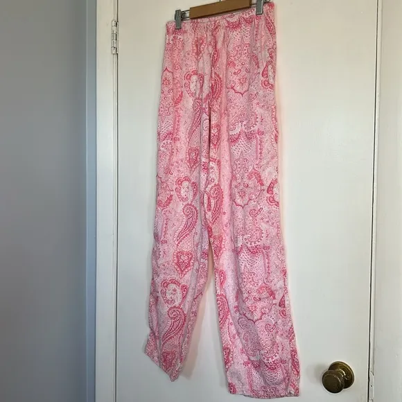 Lauren Ralph Lauren Women's Pink Pretty in Paisley Luxe Pima Pajama Set Sz S