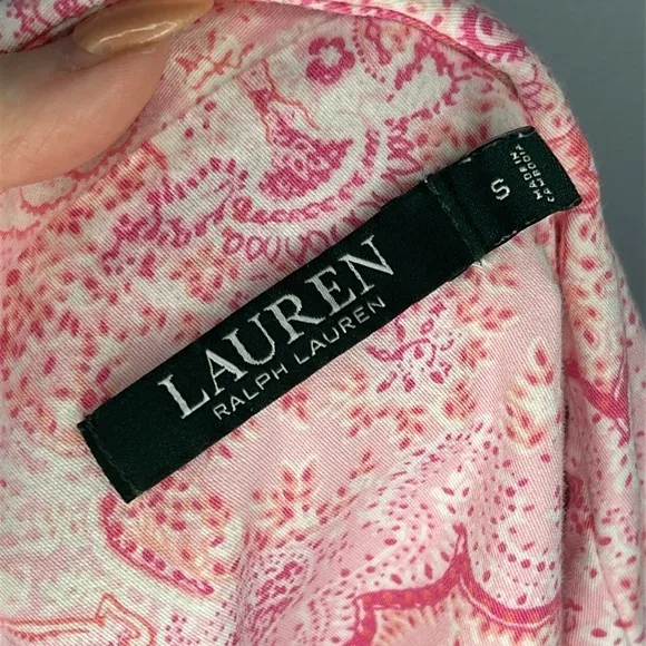 Lauren Ralph Lauren Women's Pink Pretty in Paisley Luxe Pima Pajama Set Sz S