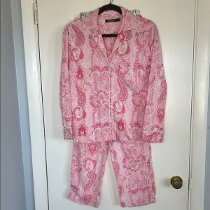 Lauren Ralph Lauren Women's Pink Pretty in Paisley Luxe Pima Pajama Set Sz S
