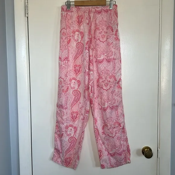 Lauren Ralph Lauren Women's Pink Pretty in Paisley Luxe Pima Pajama Set Sz S