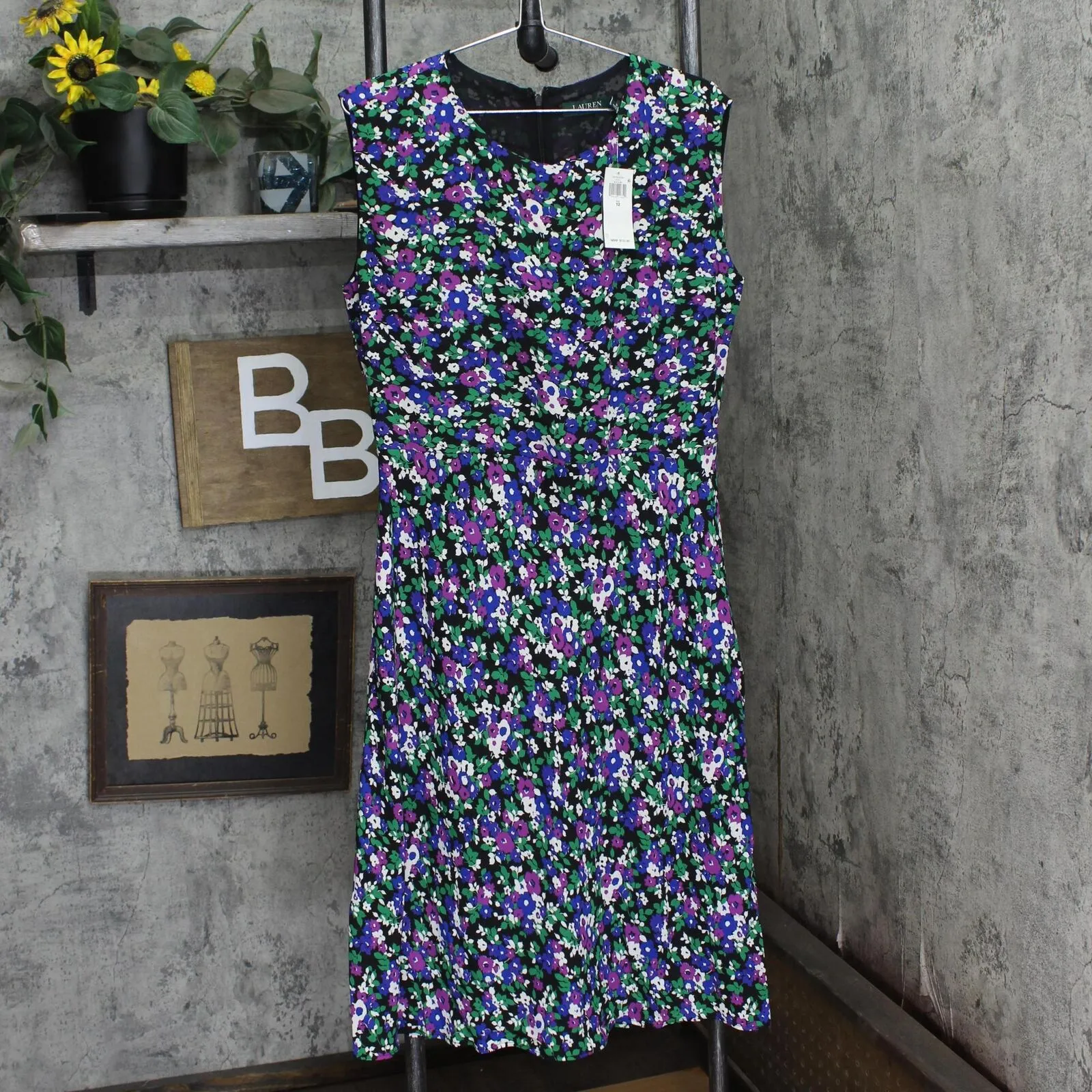 Lauren Ralph Lauren Women's Vilodie Floral A-Line Casual Dress Black Multi 12