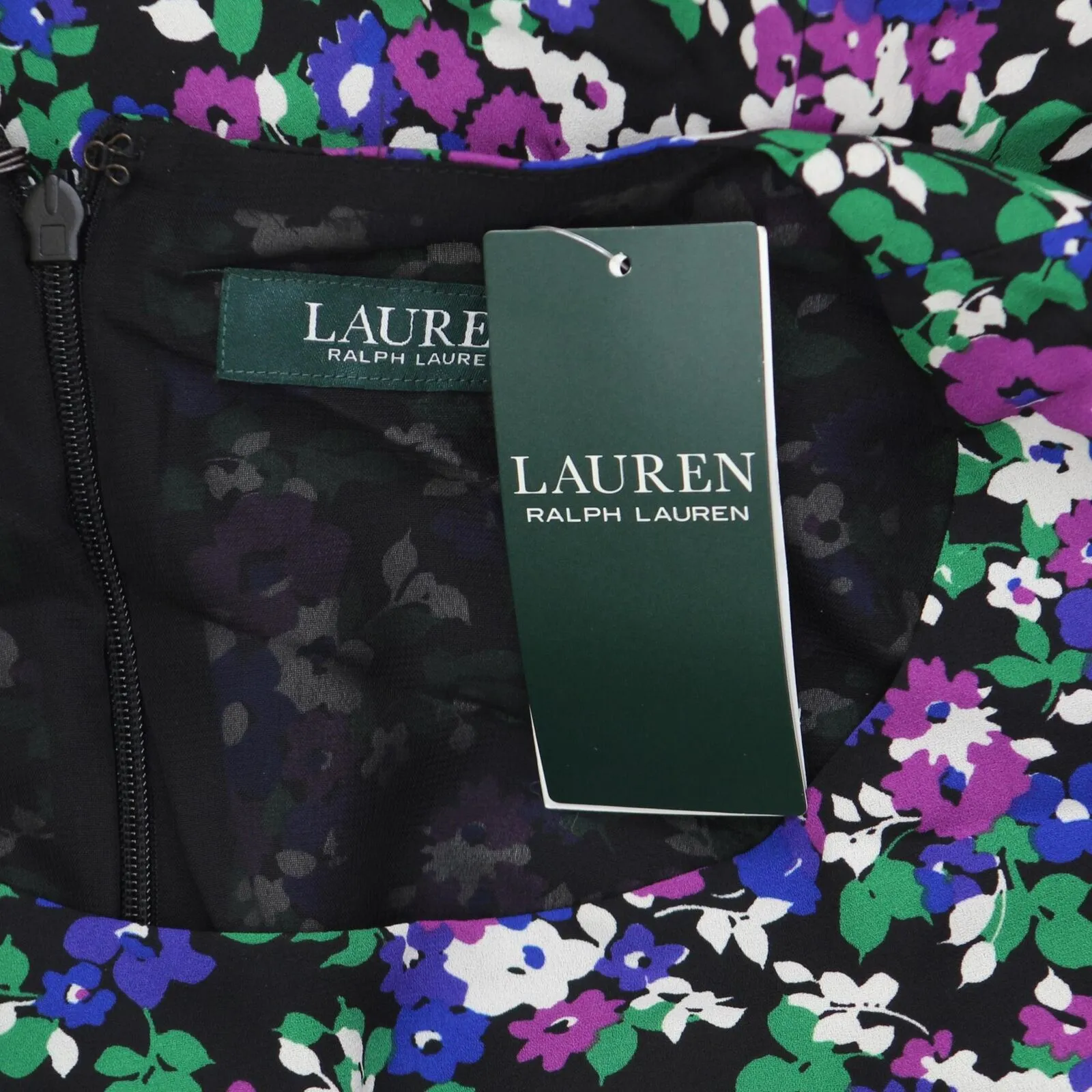 Lauren Ralph Lauren Women's Vilodie Floral A-Line Casual Dress Black Multi 12