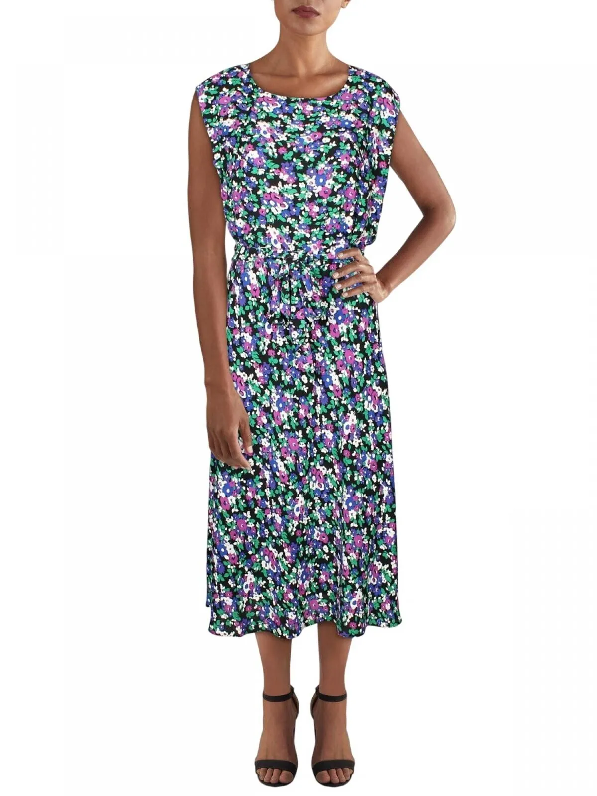 Lauren Ralph Lauren Women's Vilodie Floral A-Line Casual Dress Black Multi 12
