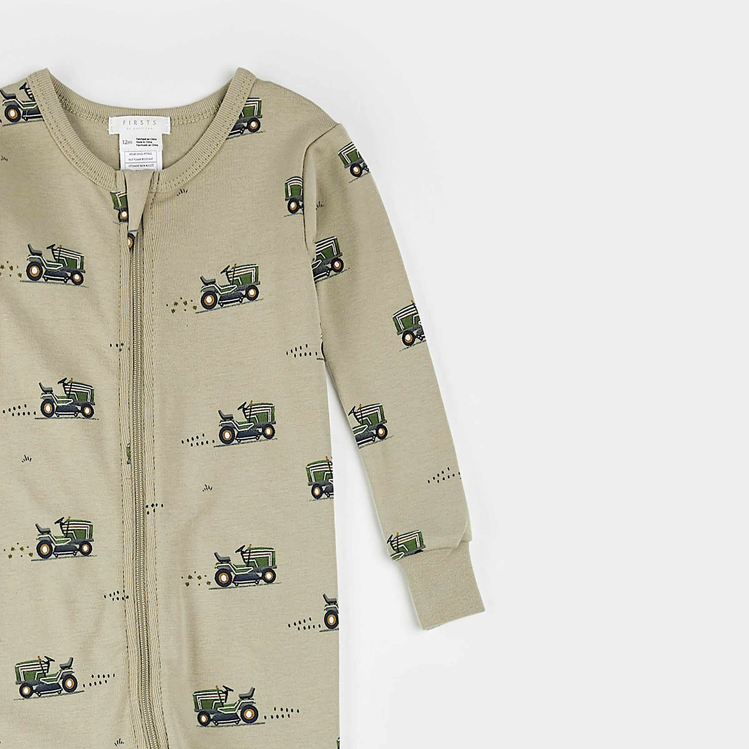 Lawnmower Print on Tea Green Convertible Sleeper