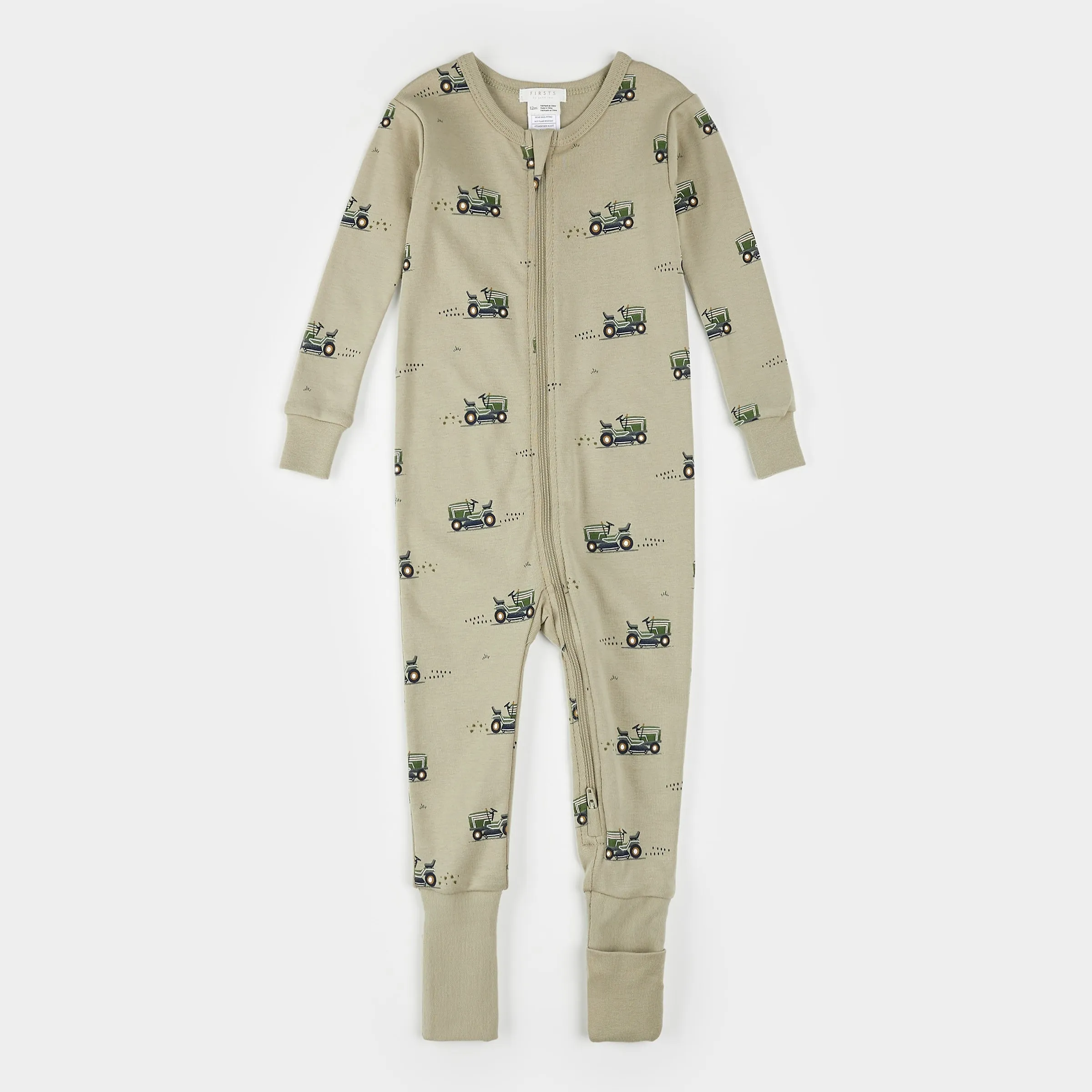Lawnmower Print on Tea Green Convertible Sleeper
