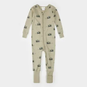 Lawnmower Print on Tea Green Convertible Sleeper