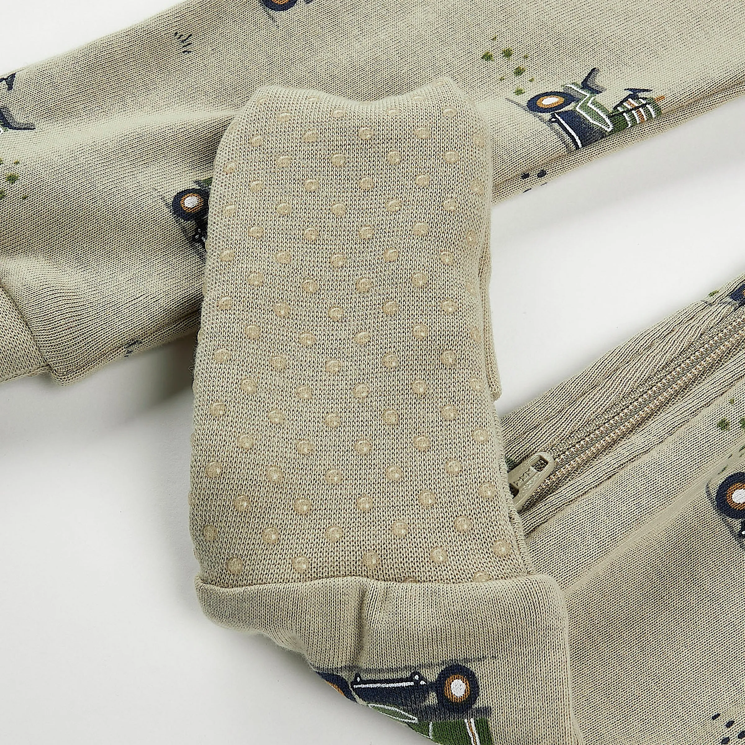 Lawnmower Print on Tea Green Convertible Sleeper