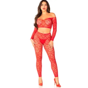 LEG AVENUE - CROP TOP   STOCKINGS RED ONE SIZE