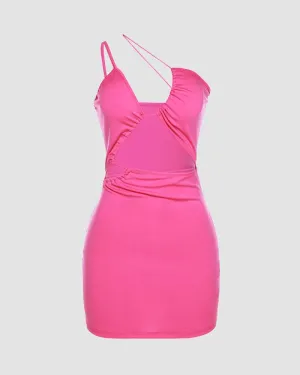 Legally Blushed Asymmetrical Dress