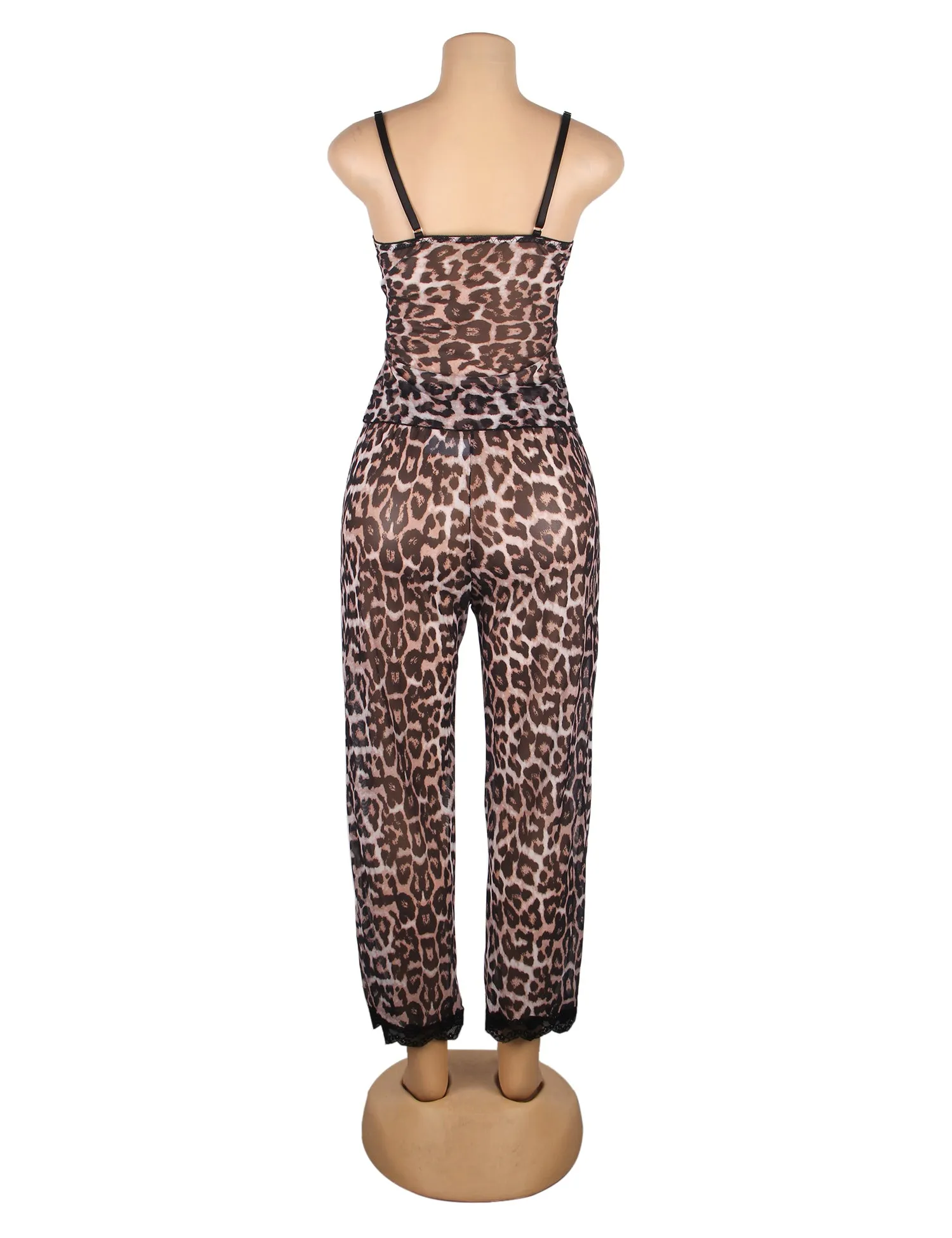 Leopard Lace Sleepwear Two-piece Set