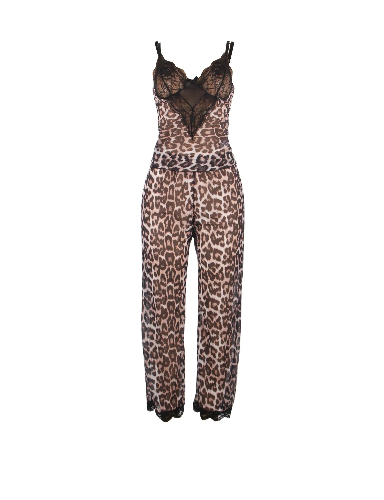 Leopard Lace Sleepwear Two-piece Set