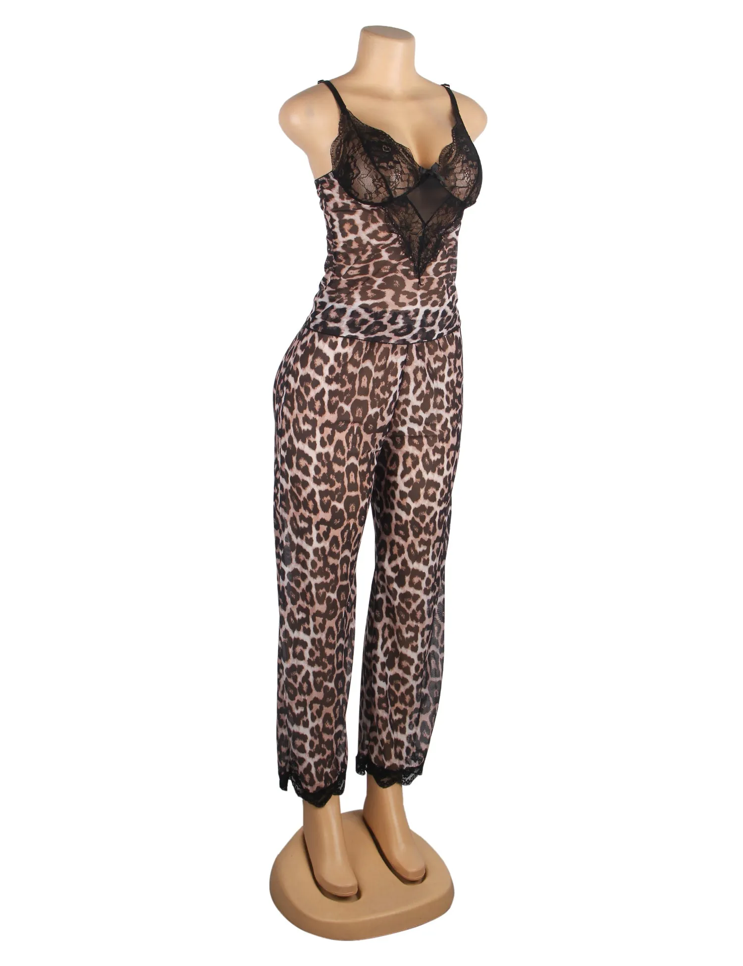 Leopard Lace Sleepwear Two-piece Set