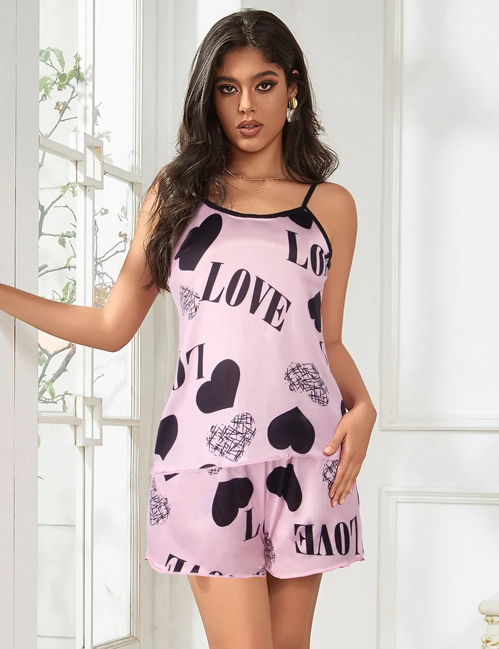 Leopard Print Suspender Home Wear Pajama Set