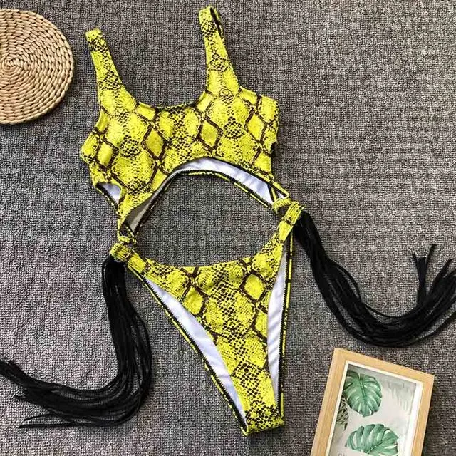 Leopard Swimwear Tummy Cut Out One Piece