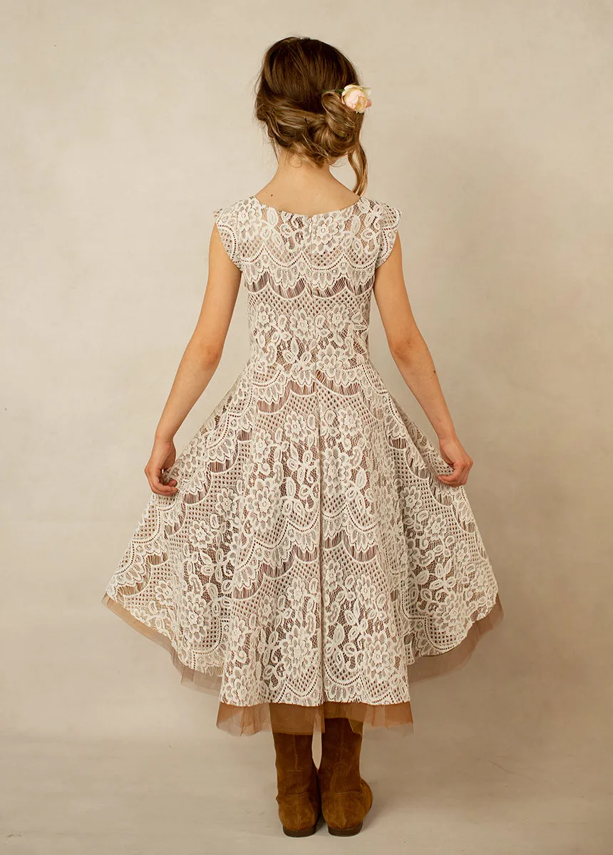 Lezah Flower Girl Dress in Chai