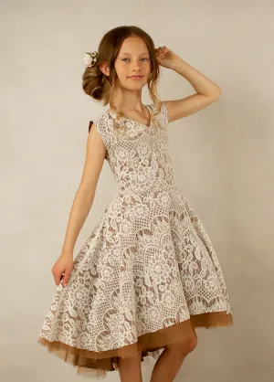 Lezah Flower Girl Dress in Chai
