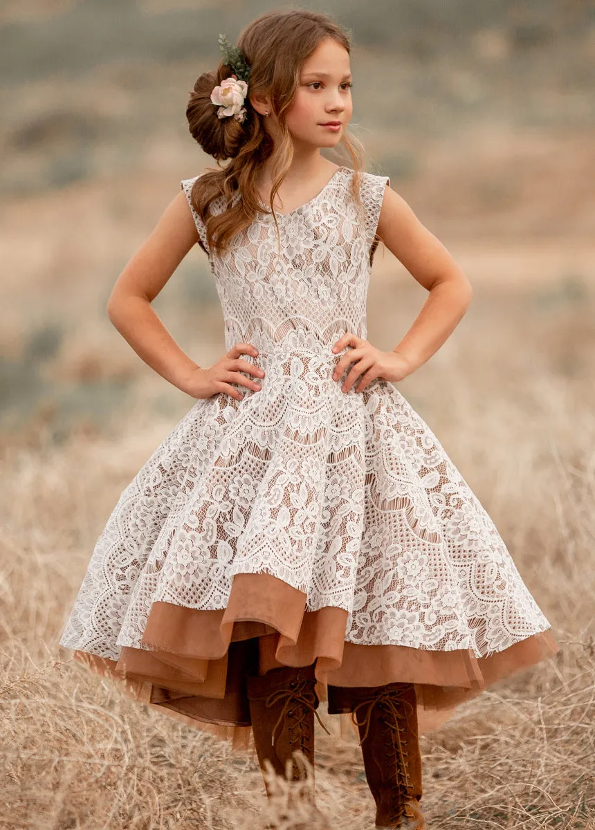 Lezah Flower Girl Dress in Chai