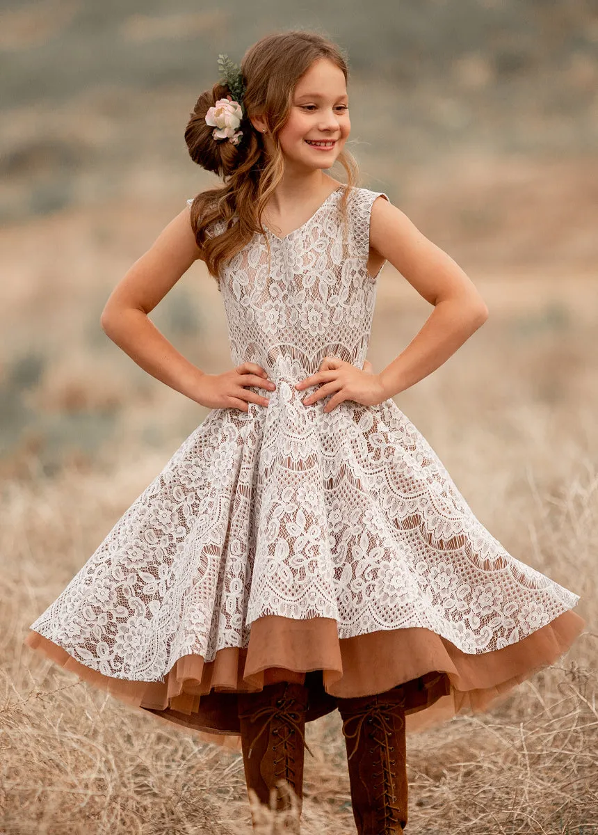 Lezah Flower Girl Dress in Chai