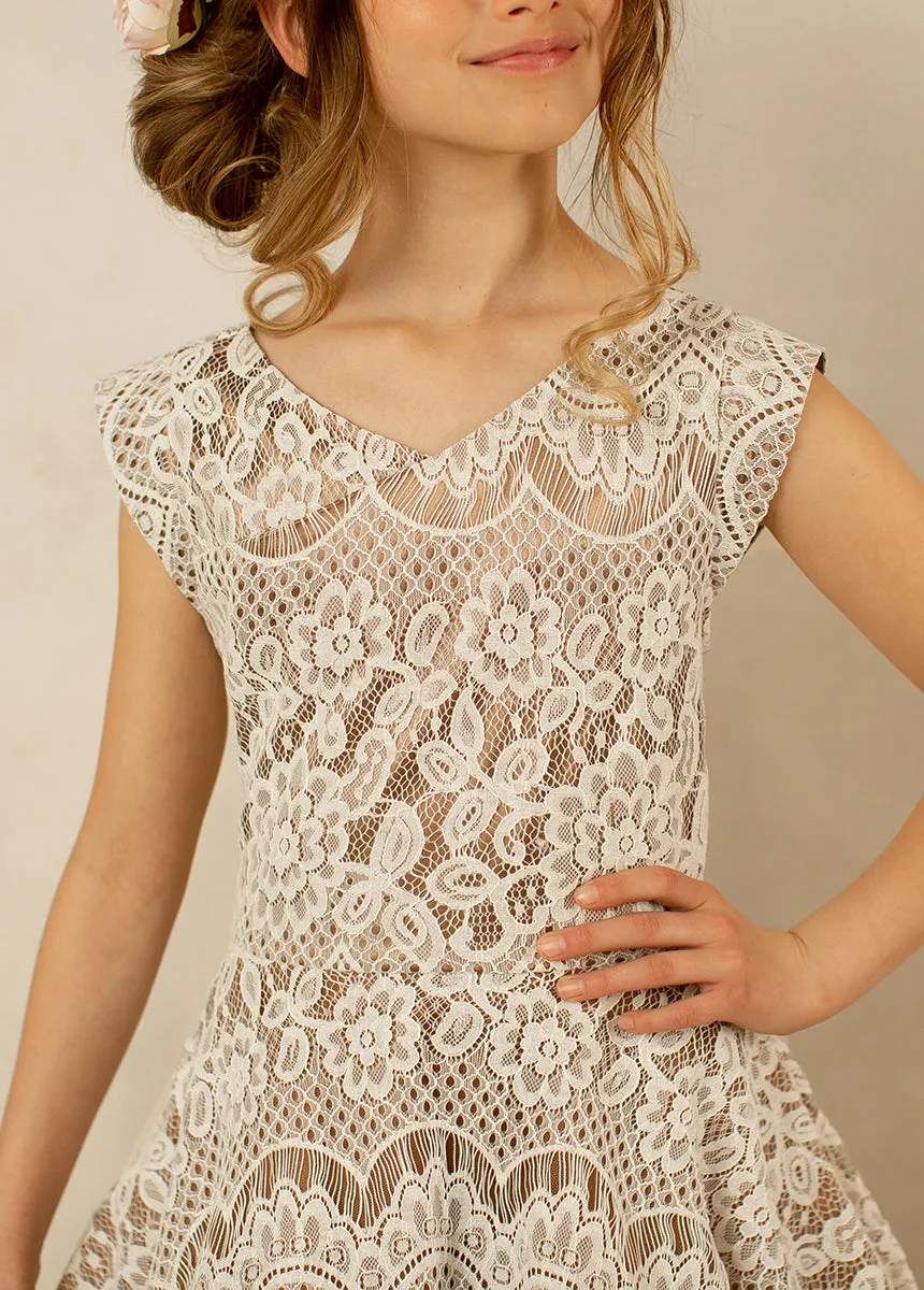 Lezah Flower Girl Dress in Chai