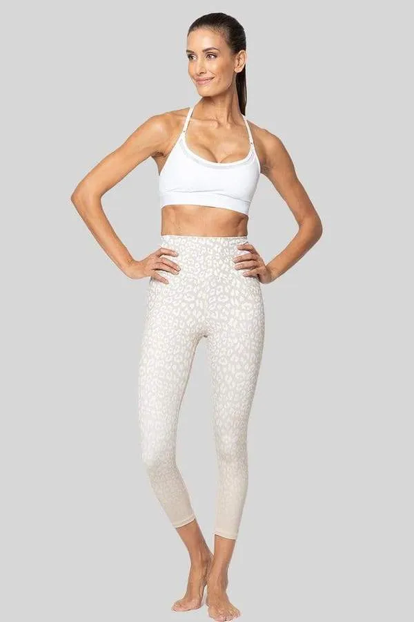 Lili 3/4 Legging – White Sand Leopard Ombre