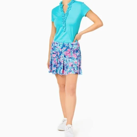 Lilly Pulitzer UPF 50  Luxletic 5&quot; Frazer Short Ravello Blue Perfect Match, 16
