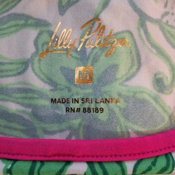 Lily Pulitzer Margene PJ Sleepdress Fiddle Leaf Greeen Size M Cozy Comfort