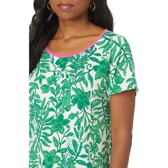 Lily Pulitzer Margene PJ Sleepdress Fiddle Leaf Greeen Size M Cozy Comfort