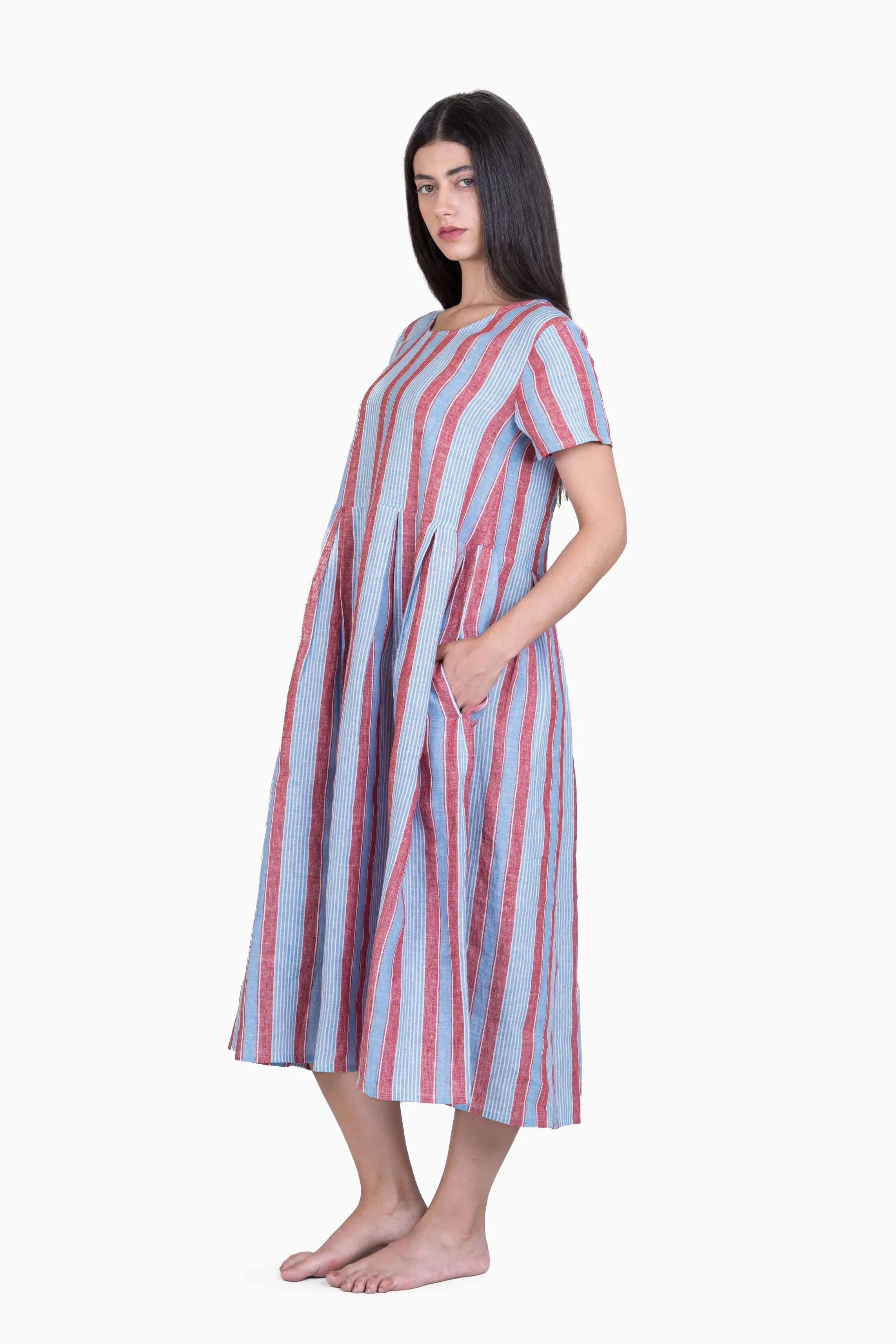 Linen Anya Dress-Vern Red