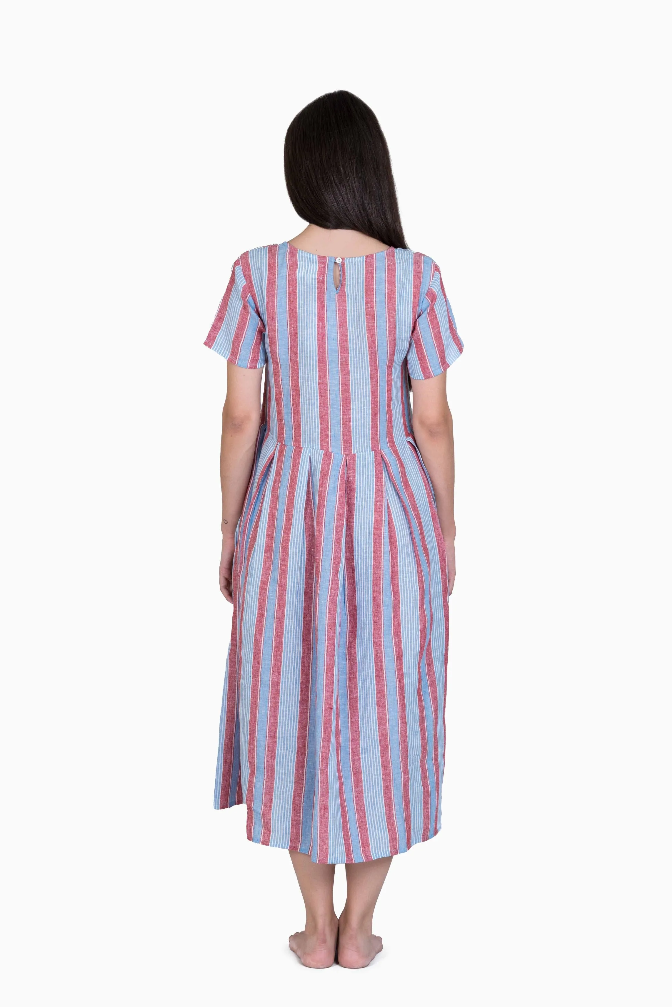 Linen Anya Dress-Vern Red