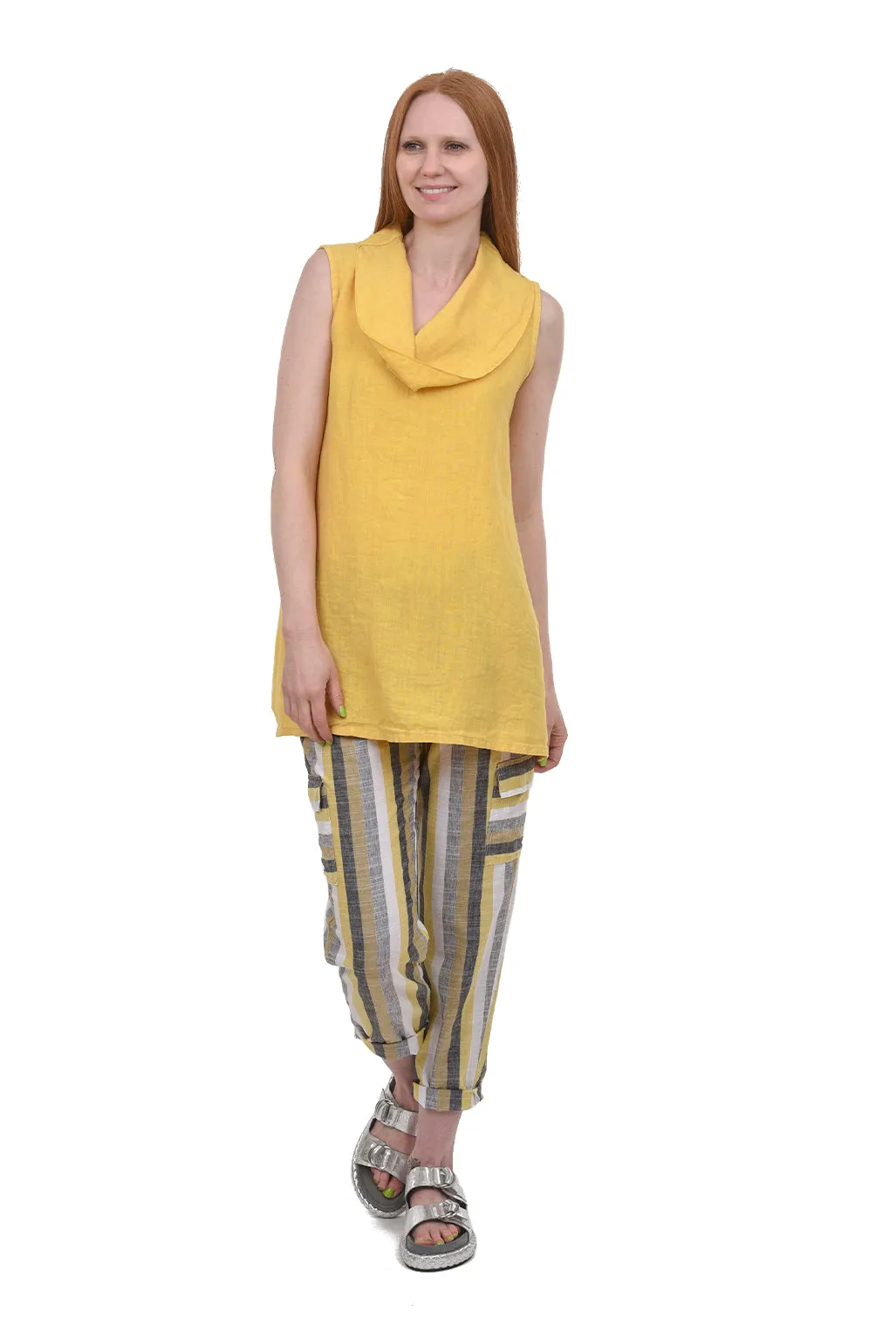 Linen Cowl Neck Tank, Honey
