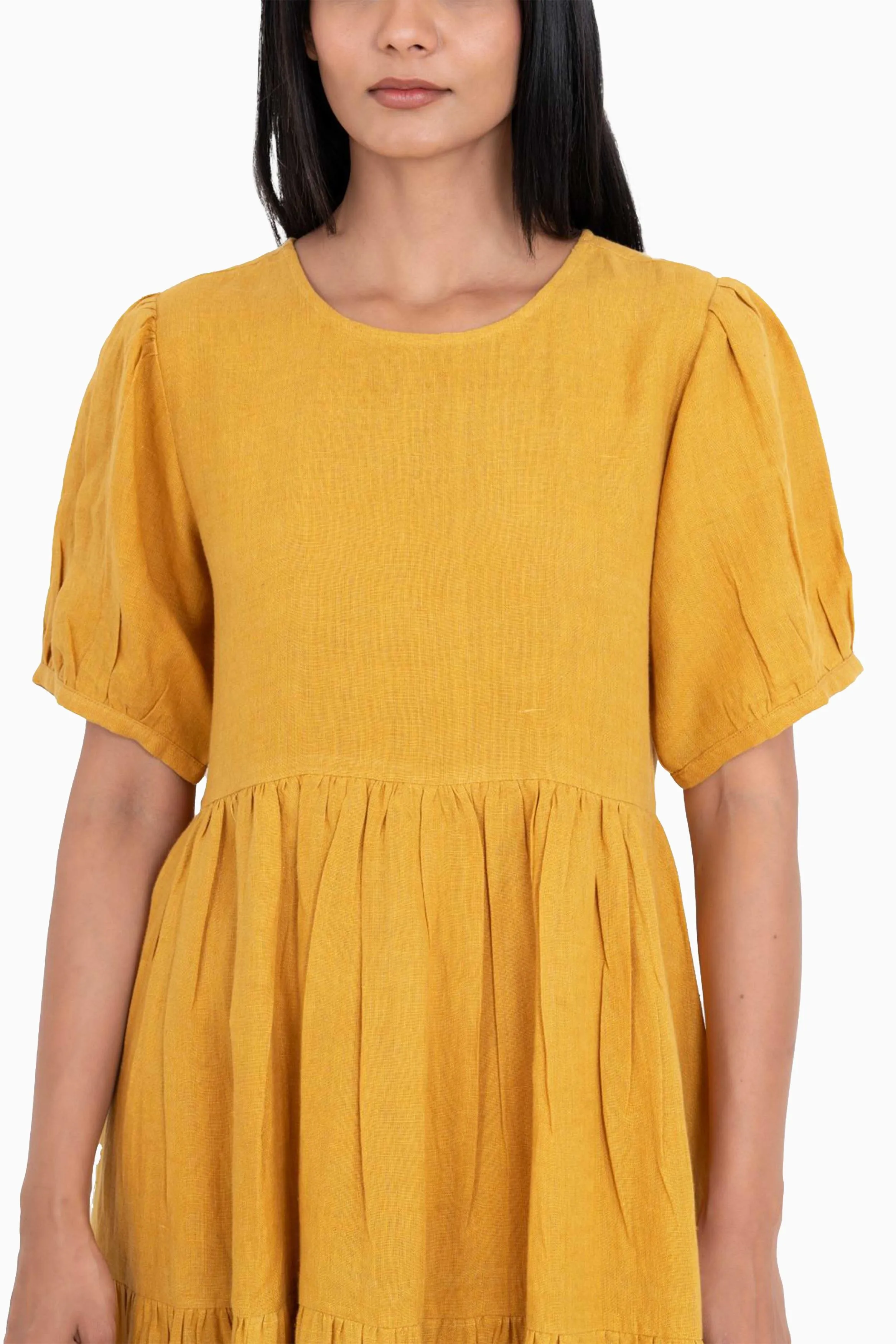 Linen Elvira Dress-Muted Mocha