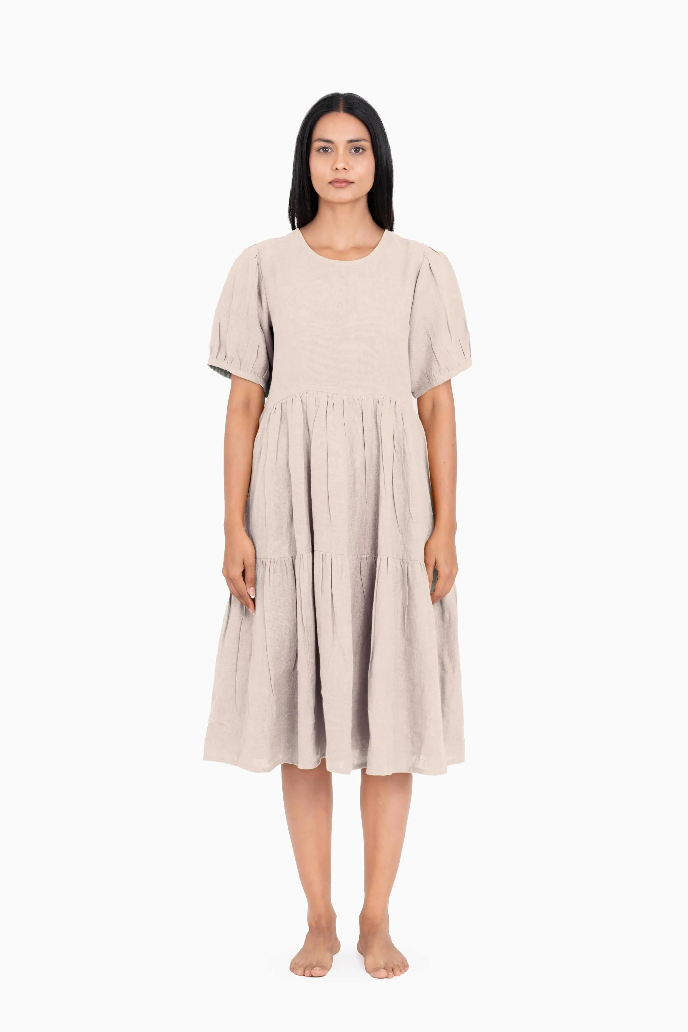 Linen Elvira Dress-Muted Mocha