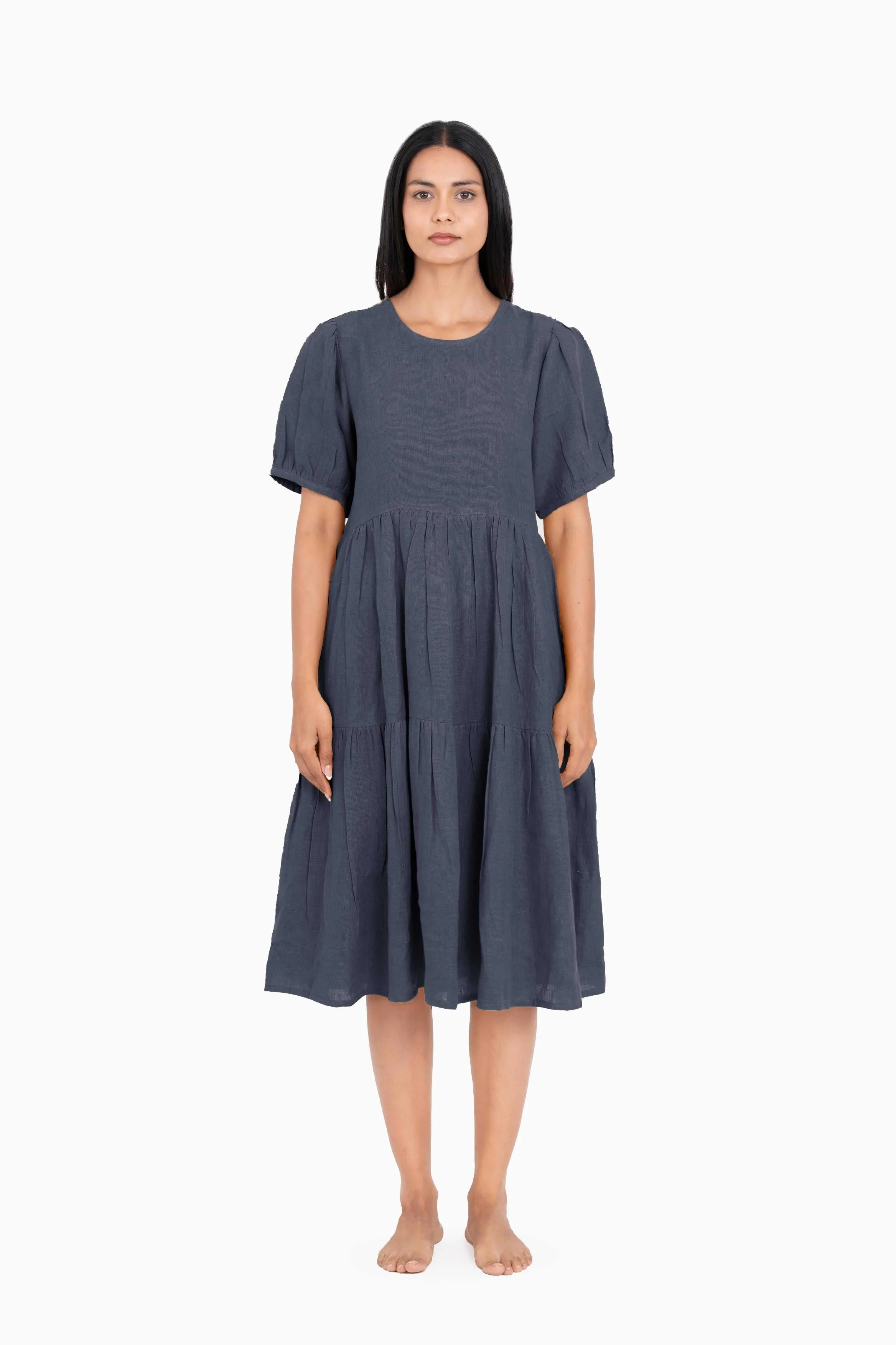 Linen Elvira Dress-Muted Mocha