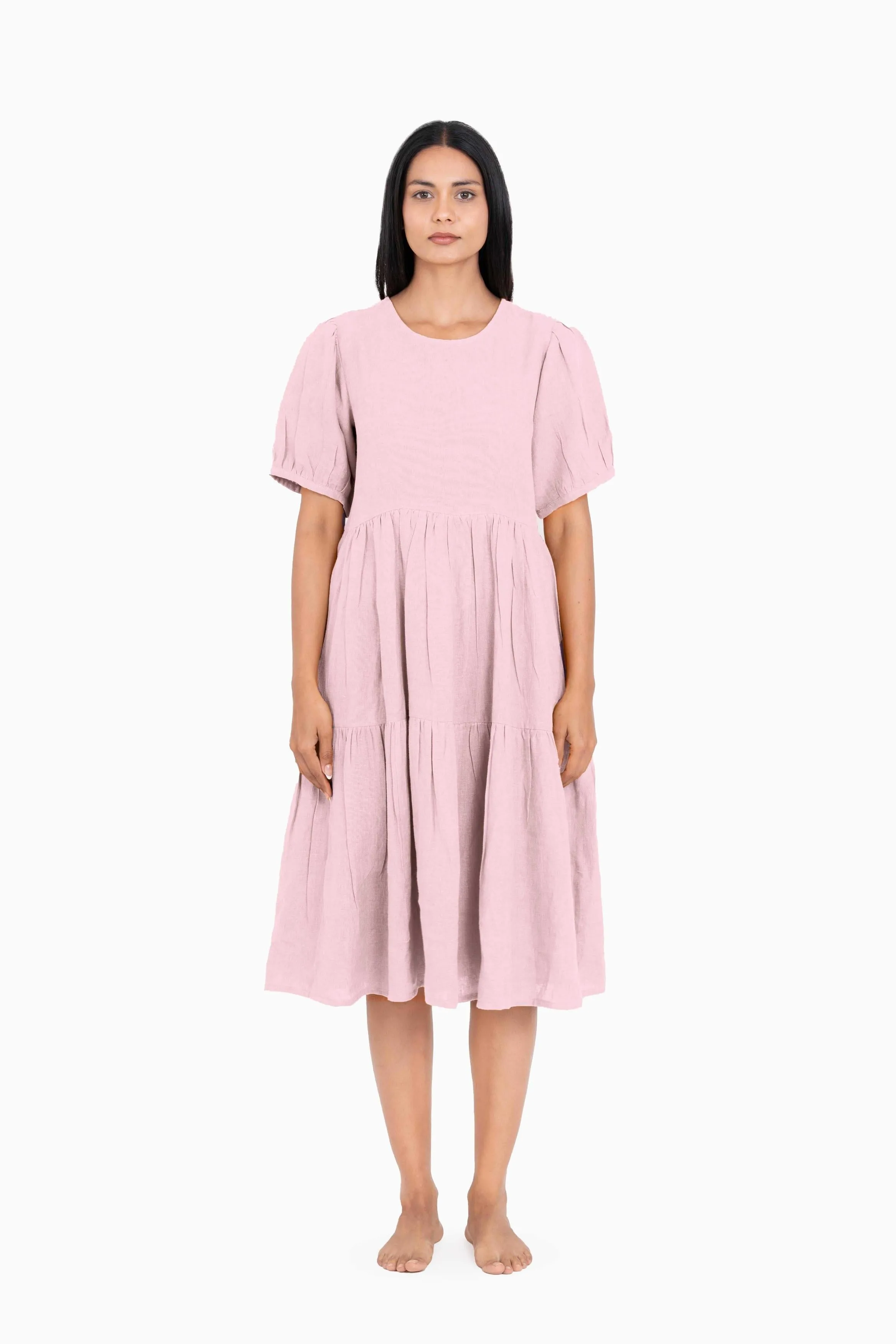 Linen Elvira Dress-Muted Mocha