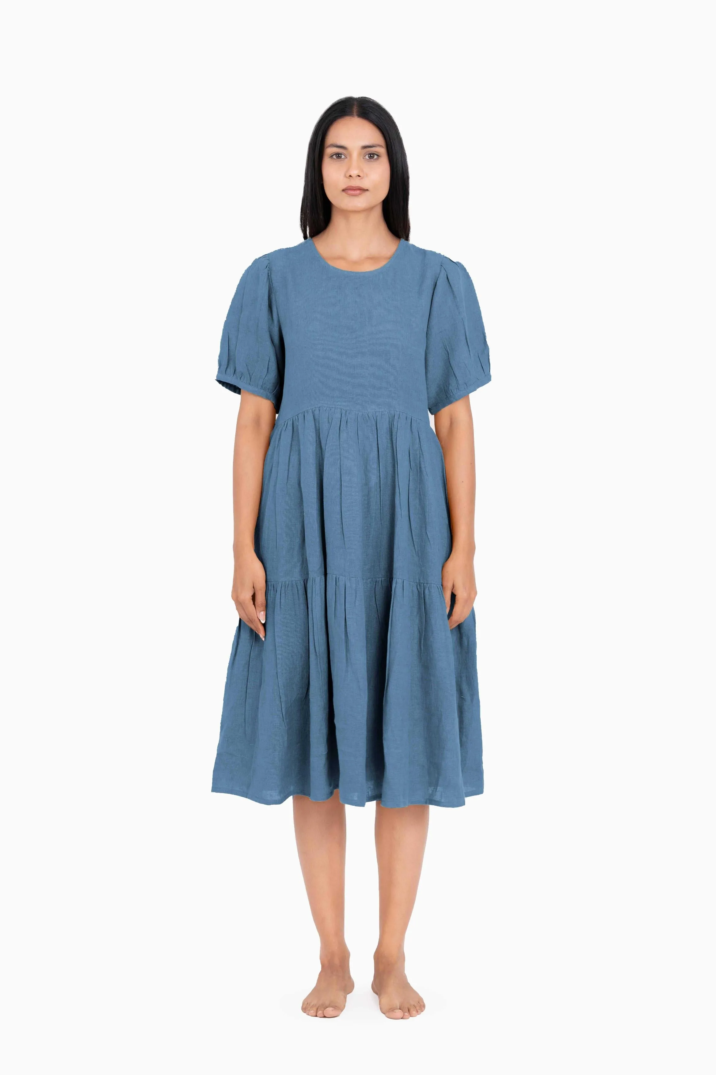 Linen Elvira Dress-Muted Mocha