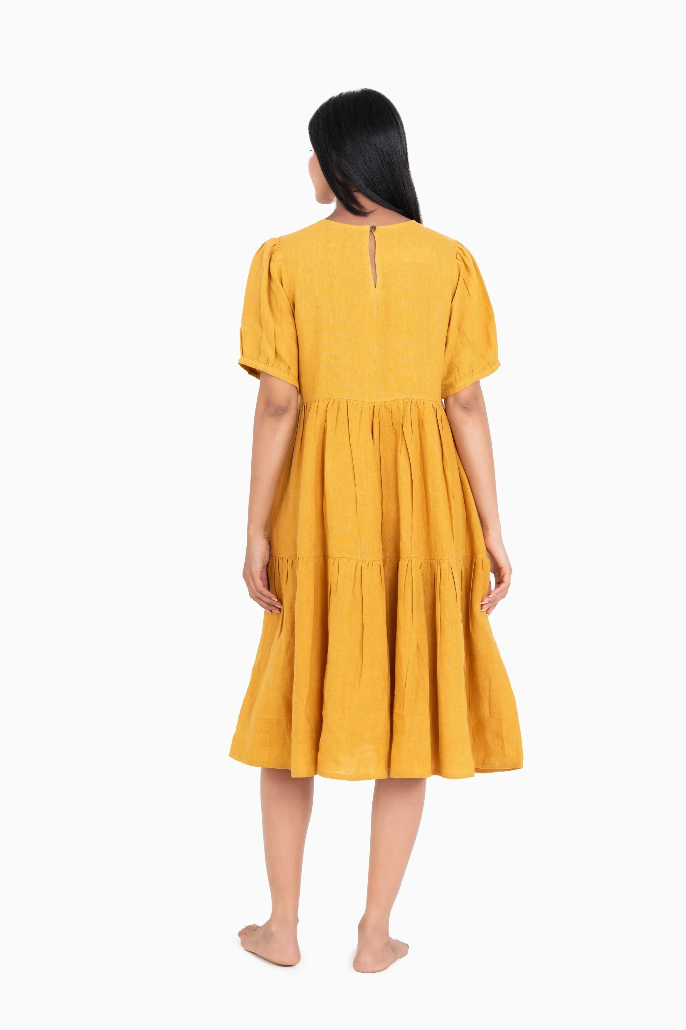 Linen Elvira Dress-Muted Mocha