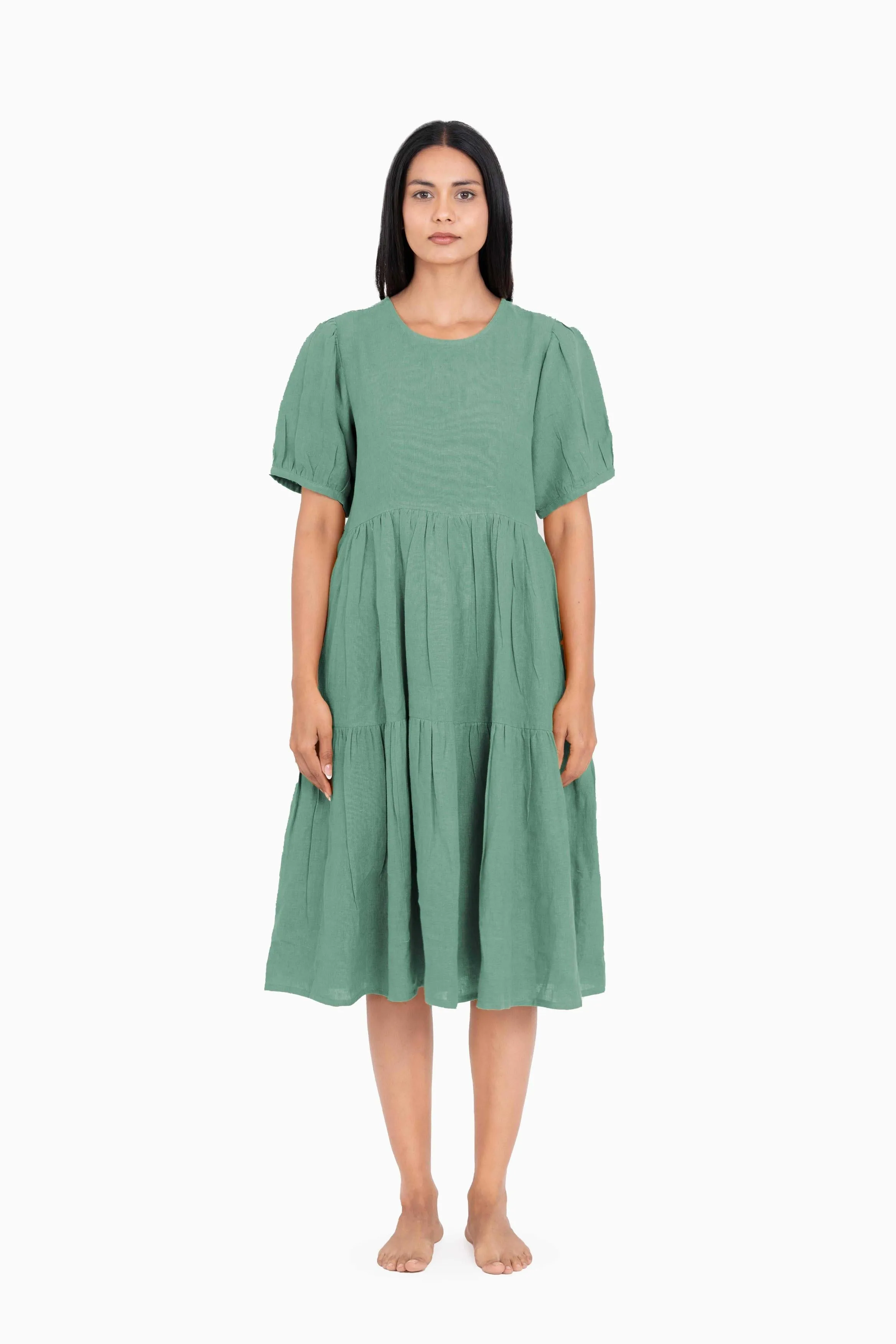 Linen Elvira Dress-Muted Mocha